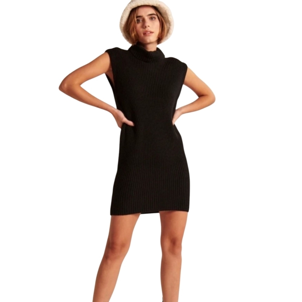 Abercrombie & Fitch Black Sleeveless Sweater Mini Dress Size XS Petite‎